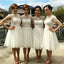 Beautiful Cap Sleeve White Tulle Short Sleeve Knee Length Wedding Party Dresses, WG140