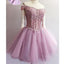 Charming Purple off shoulder see through charming unique style homecoming prom dresses, BD00150