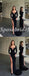 Sexy Jersey Long Sleeves V-Neck Side Slit Mermaid Long Prom Dresses,PD3660