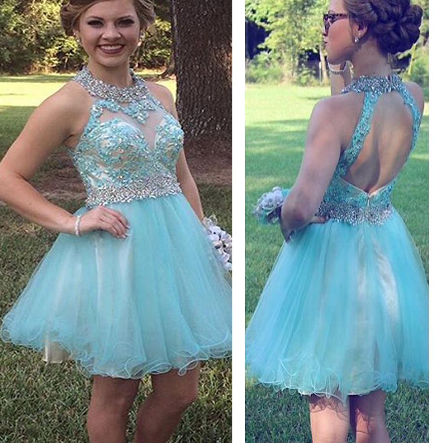 Hot Selling Tiffany Blue sparkly open back cute for teens homecoming p SposaBridal Hot Selling Tiffany Blue sparkly open back cute for teens homecoming p SposaBridal