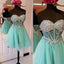 Strapless mint sparkly see through  mini homecoming prom gown dresses, BD00168