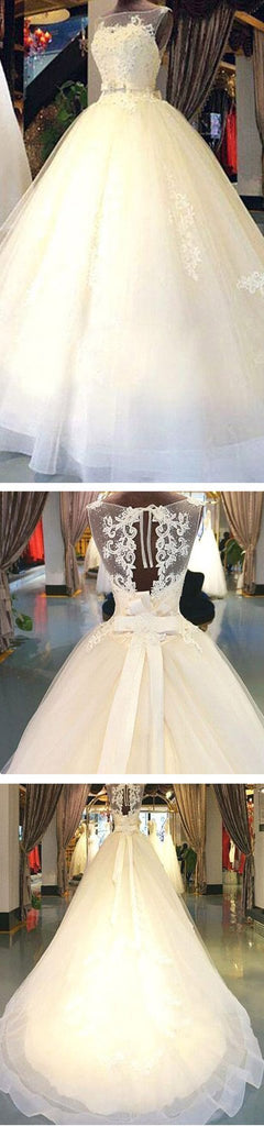 Cheap Popular Stunning Ivory Lace Top A-line Wedding Dresses, Bridal Gown, WD0017 - SposaBridal