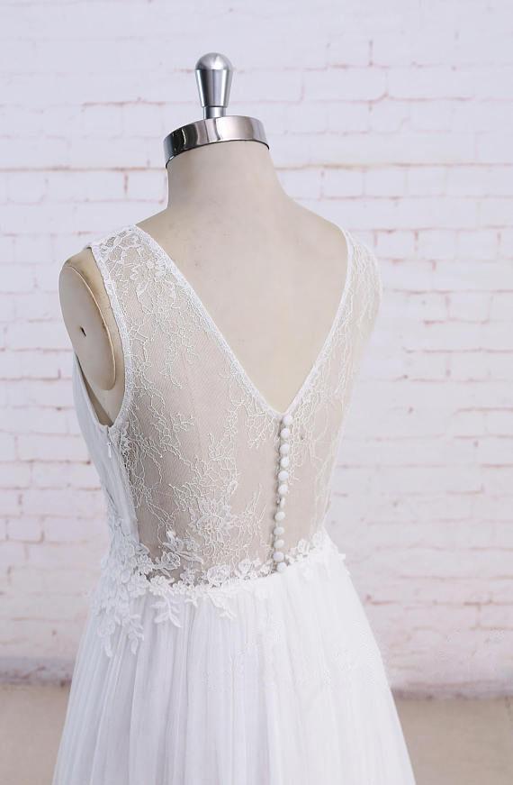 Sexy See Through Scoop Unique Lace Cheap Dresses For Wedding, WD395