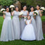 Silver Tulle Elegant Long Cheap Wedding Party Bridesmaid Dresses for Pregnant Girls, WG192