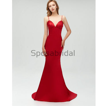 Charming Red Sexy Long Prom Dress, Simple Spaghetti Straps Popular Prom Dresses, PD0419