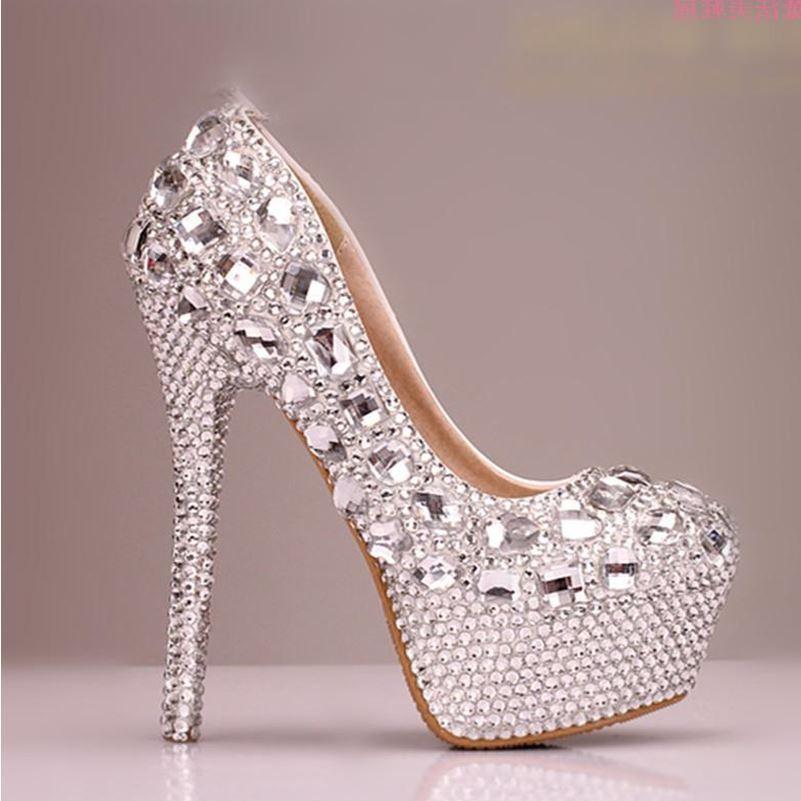 2022 new women's pointed toe shoes high heels rhinestone toe wedding shoes