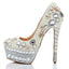 Super High Heels Handmade Pearls Rhinestone Pointed Toe Crystal Wedding Shoes, S032