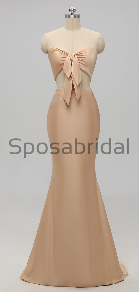 Simple Halter Blue Pink White Mermaid Modest Prom Dresses PD2236