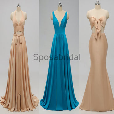 Simple Halter Blue Pink White Mermaid Modest Prom Dresses PD2236