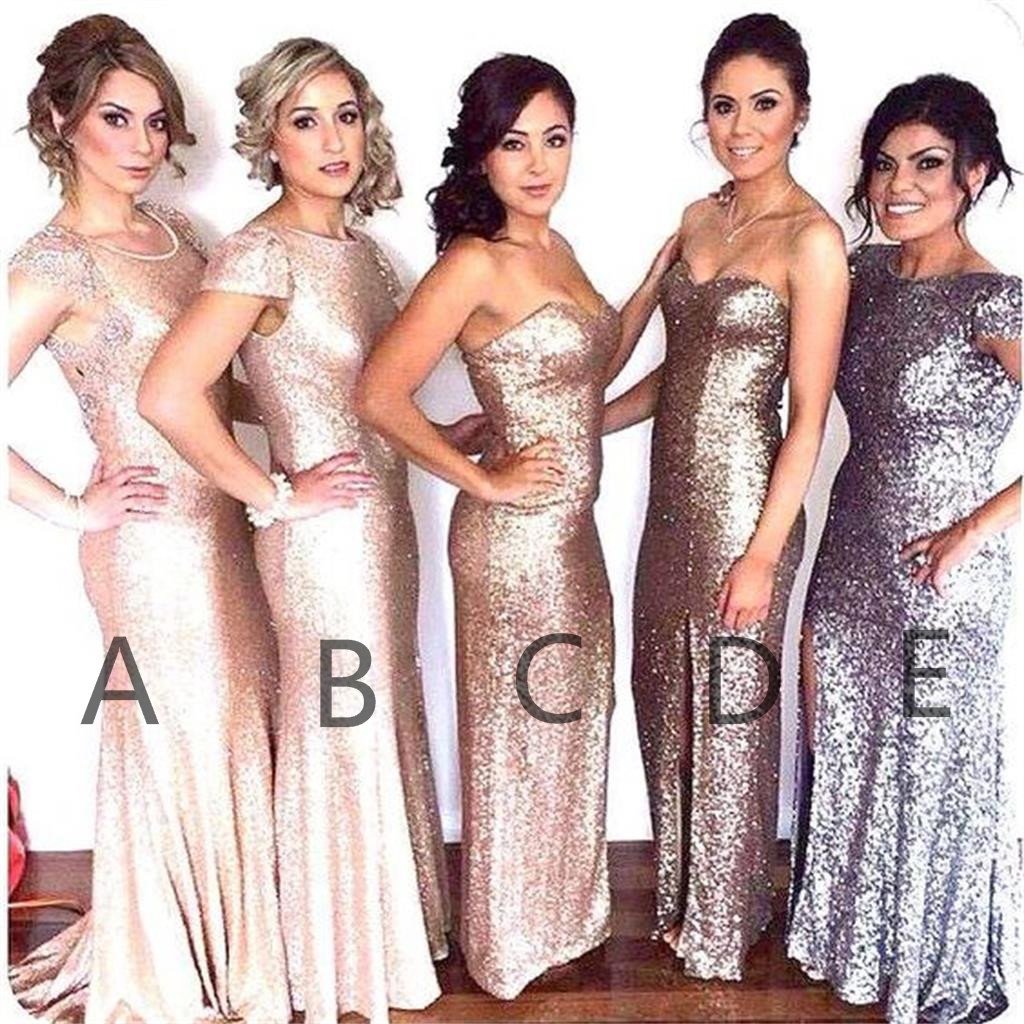 Sequin Different Style Custom Cheap Fashion Normal Bridesmaid Dresses ...