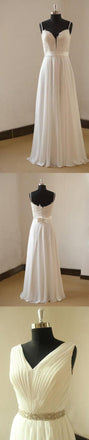 Spaghetti Straps Simple Sweetheart  Sleeveless Cheap Beach Wedding Dresses, WD0024