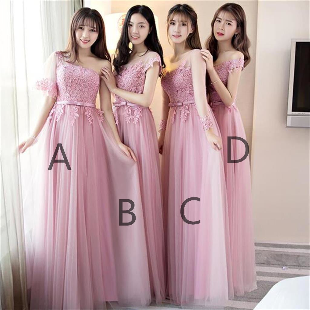 Tulle With Lace Appliques Custom Most Popular Bridesmaid Dresses, wedding guest dress, PD0344