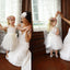 Cap Sleeve Ivory Princess A-line Lace Tulle Flower Girl Dresses With Belt, FG010 - SposaBridal