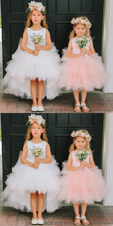 Round Neckline Hi-line Tulle Pixie Tutu Dresses, Cheap Flower Girl Dresses, FG015