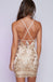 Halter Backless Gold Applique Sparkly Tight Homecoming Dresses 2021, CM436