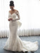 Luxury Lcae Sweetheart Long Sleeves Bow Mermaid Long Wedding Dresses, WD0573