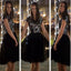 Short sleeve sequin sparkly black unique charming homecoming prom gown dress,BD0032