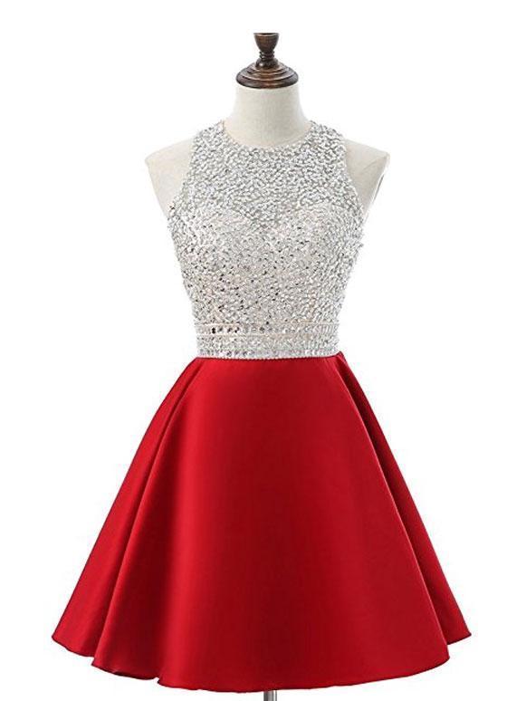 Cheap Halter Heavily Beaded Cute Red Homecoming Dresses 2018, CM475 SposaBridal Cheap Halter Heavily Beaded Cute Red Homecoming Dresses 2018, CM475 SposaBridal