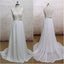 Backless V Neck Cap Sleeve Lace Simple Cheap Beach Wedding Dresses, WD323 - SposaBridal