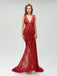 Charming Elegant Colorful Full Lace Mermaid  ELegant Side Split Prom Dresses, PD1025