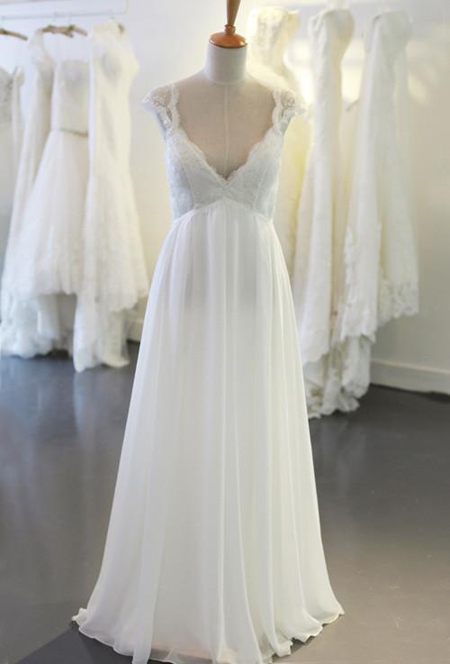 Cap Sleeve V Neck Casual Simple Beach Wedding Dresses, WD326 SposaBridal Cap Sleeve V Neck Casual Simple Beach Wedding Dresses, WD326 SposaBridal