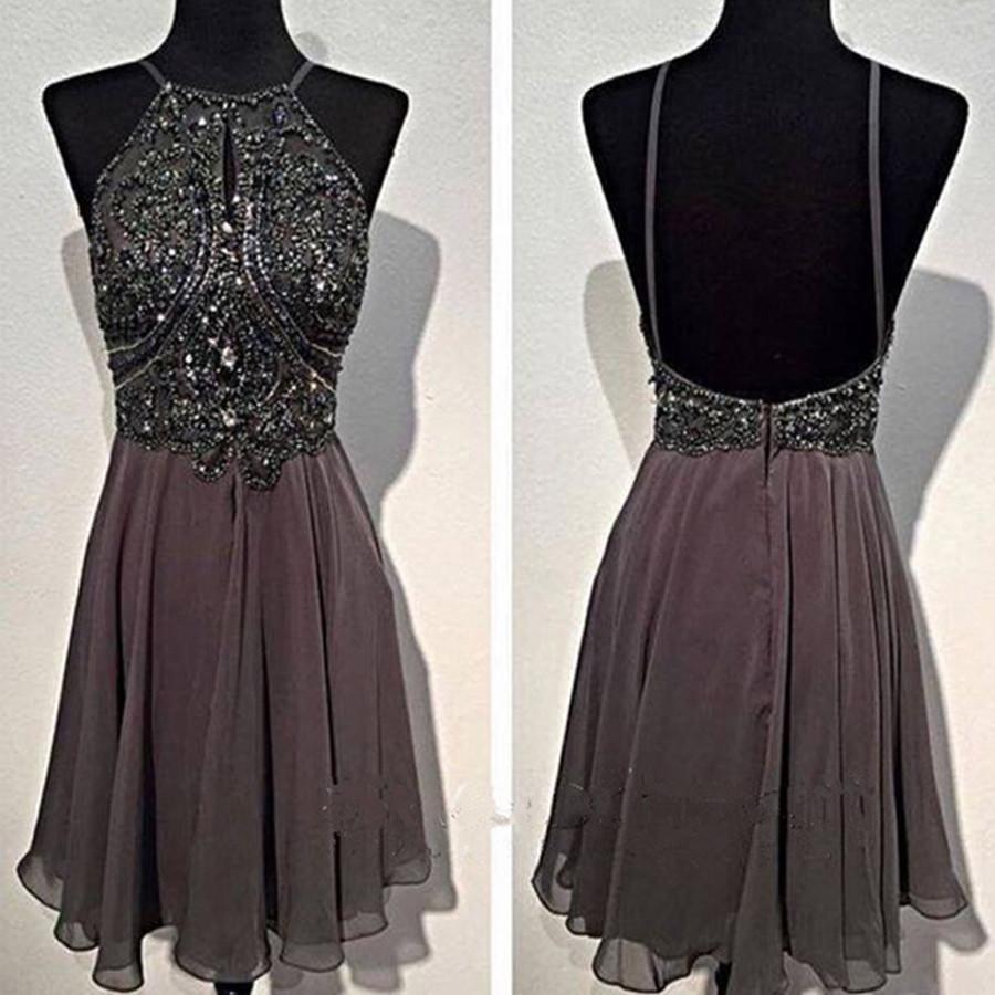 Dark grey sparkly special vintage open back sexy popular homecoming pr SposaBridal Dark grey sparkly special vintage open back sexy popular homecoming pr SposaBridal
