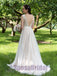 Long V Back Tulle and Lace A-line Simple Soft Affordable Wedding Dresses, beach wedding dresses,  PD0559