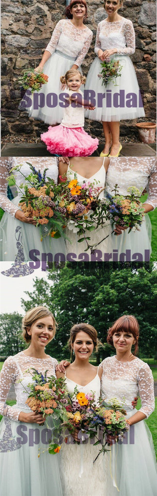 Short Tulle Long Sleeves Newest Popular Affordable Elegant Formal Bridesmaid Dresses, PD0523