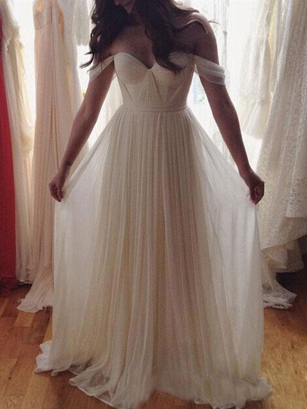 Sexy Off Shoulder Unique Casual A-line Cheap Beach Wedding Dresses, WD – SposaBridal Sexy Off Shoulder Unique Casual A-line Cheap Beach Wedding Dresses, WD – SposaBridal