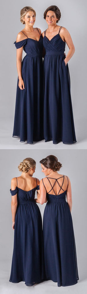 2019 Mismatched Different Styles Chiffon Navy Blue  Formal Cheap Sexy Bridesmaid Dresses, WG52 - SposaBridal