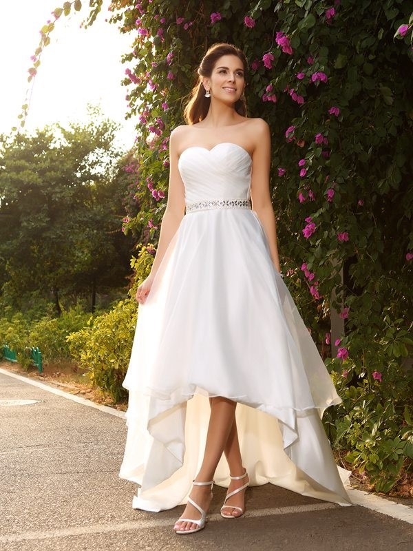 Simple Cheap Organza A-line High Low Wedding Dresses Online, WD362 SposaBridal Simple Cheap Organza A-line High Low Wedding Dresses Online, WD362 SposaBridal