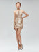 Halter Backless Gold Applique Sparkly Tight Homecoming Dresses 2021, CM436