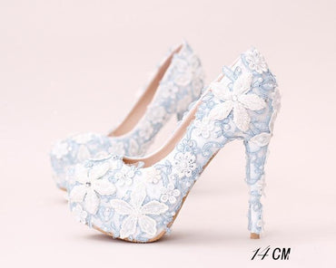 Women's Sparkly Crystal High Heels Pointed Toe White Wedding