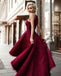 Halter Elegant High-low Burgundy Red Lace Homecoming Dresses, CM511