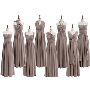 Most Popular Convertible Chiffon Gray Formal Online Cheap Long Bridesmaid Dresses, WG68