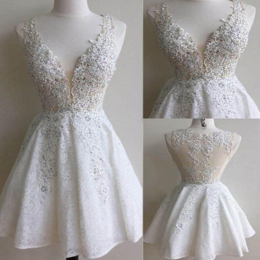 popular white lace see through gorgeous freshman cute homecoming prom gowns dress,BD0069
