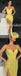 Sexy Yellow Sequin Spaghetti Straps V-Neck Sleeveless Side Slit Mermaid Long Prom Dresses,PD3645