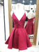 Elegant Simple Red V Neck Cheap Short Homecoming Dresses Online, CM596