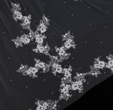 Embroidered Chapel Cathedral Lace Diamond Tulle Bridals Veils, Veils For Wedding , VD0001