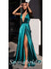 Sexy Soft Satin Spaghetti Straps Deep V-Neck Sleeveless Side Slit A-Line Long Prom Dresses, PD3583