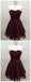 Sweetheart Cute Simpe Maroon Short Lace Homecoming Dresses, CM491