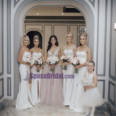 Long Sleeve White Lace Top See Through Elegant Long A-line Tulle Prom Dresses, PD0536