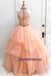 Halter High Neck Long Prom Gown, Beaded Open Back Elegant Formal Prom Dresses, PD0636