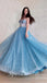 Sexy Sequin Tulle Spaghetti Srtraps Sleeveless Lace Up A-Line Long Prom Dresses, PD3598