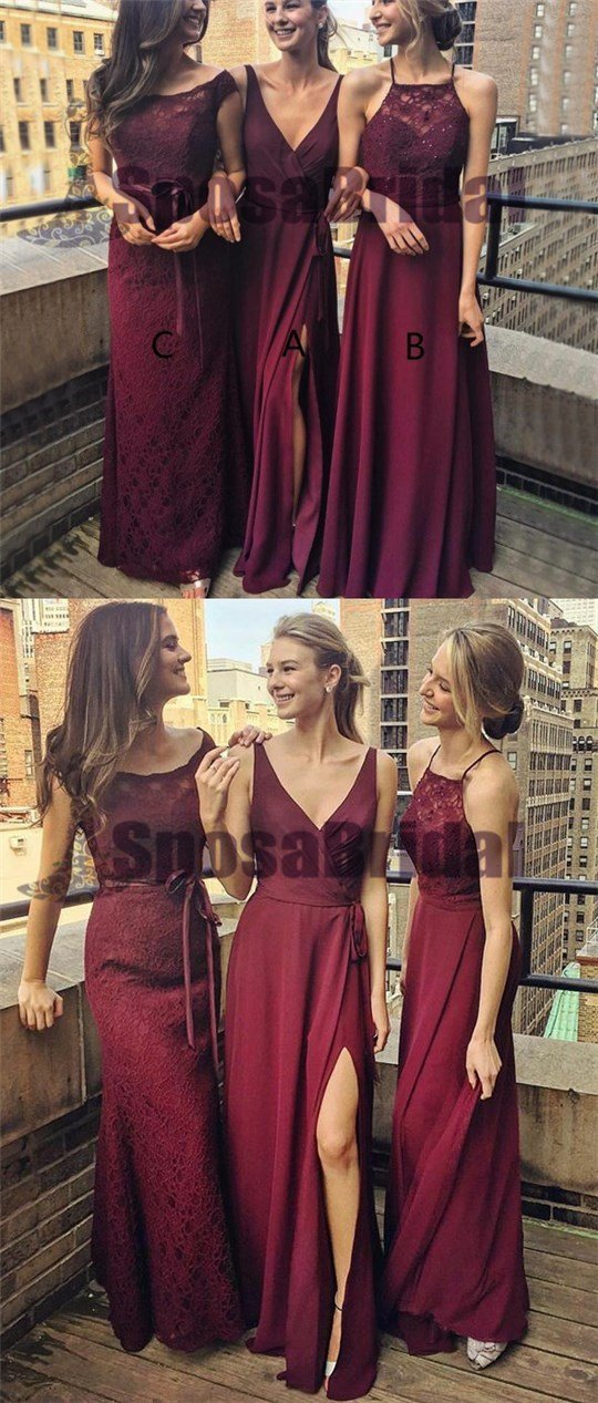 Dark Burgundy Mismatched Chiffon Cheap Soft Custom Most Popular Brides SposaBridal Dark Burgundy Mismatched Chiffon Cheap Soft Custom Most Popular Brides SposaBridal