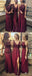 Dark Burgundy Mismatched Chiffon Cheap Soft Custom Most Popular Bridesmaid Dresses, PD0505