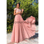 A-Line Pink Cap Sleeves Chiffon Popular Sexy Evening Elegant Prom Dresses PD2293