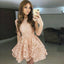 A-Line Bateau  Blush Full Lace Junior Cheap Short Cute Homecoming Dresses, BD0240