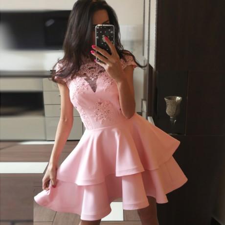 A-Line Cute Cheap Cap Sleeves Short Pink Junior Modest Homecoming Dres SposaBridal A-Line Cute Cheap Cap Sleeves Short Pink Junior Modest Homecoming Dres SposaBridal