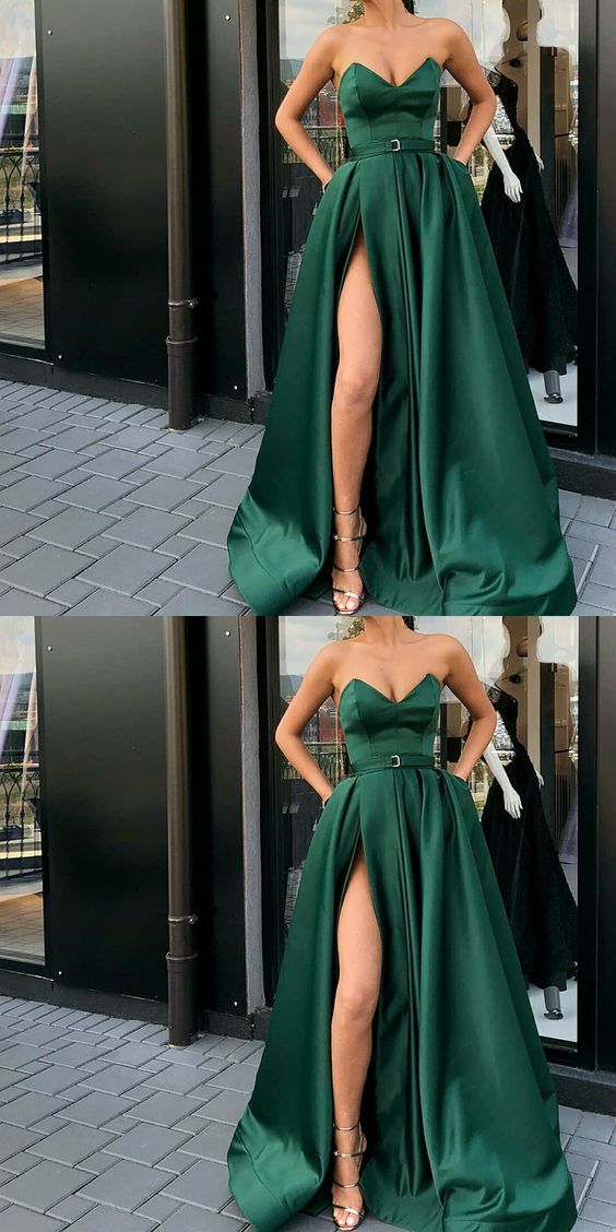 A-Line Best Sale Popular Sweetheart Split Front Dark Green Long Prom D SposaBridal A-Line Best Sale Popular Sweetheart Split Front Dark Green Long Prom D SposaBridal
